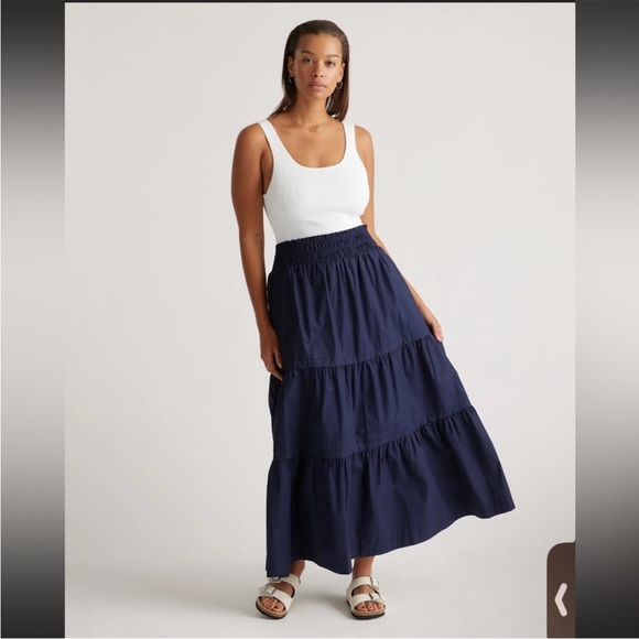Quince Classic Cotton Navy Poplin Maxi Skirt size medium EUC - Picture 5 of 13